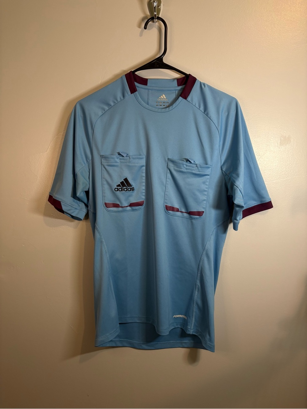 adidas Light Blue Short Sleeve Referee Jersey Formotion Soccer Purple Small - Picture 2 of 9